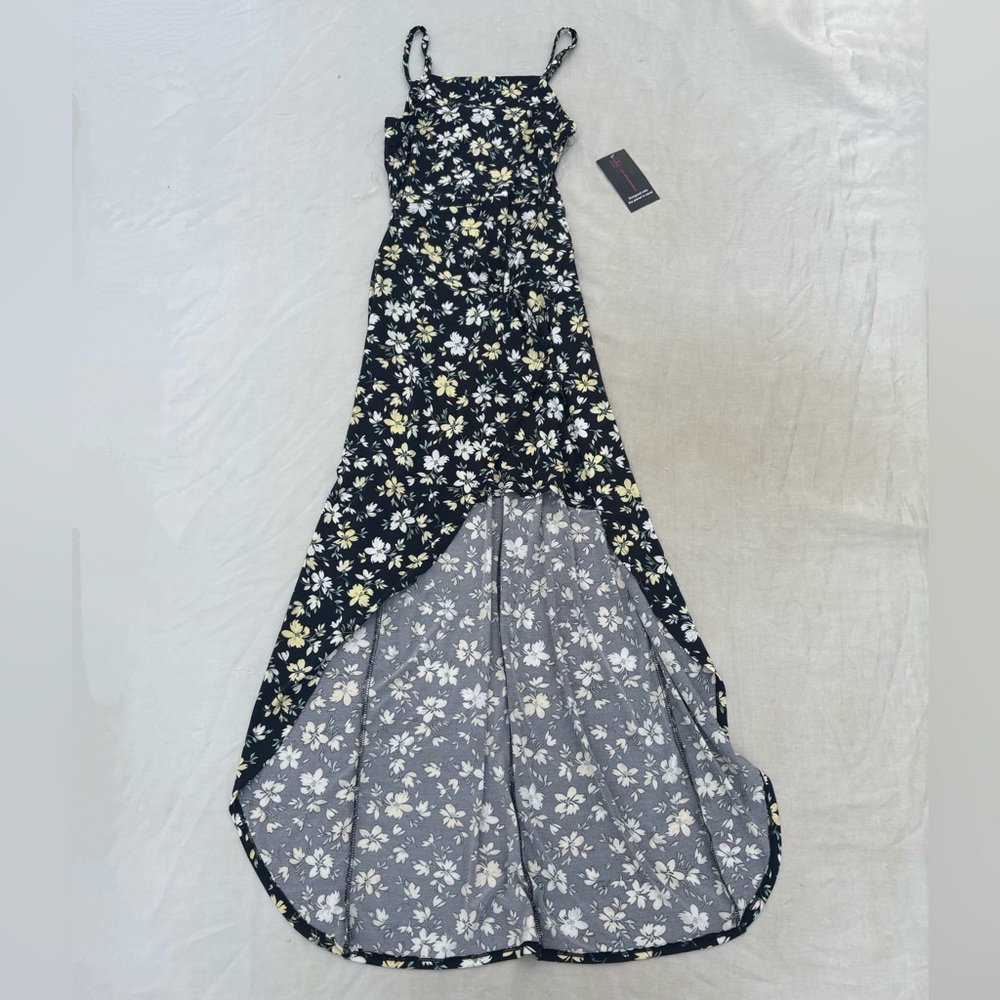 No Boundaries Floral Juniors Sleeveless Dress With Wrap Skirt Size Extra Small